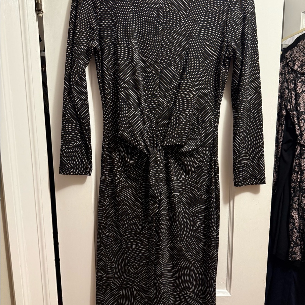 Classic Black 3/4 Sleeve Twist-Front Dress